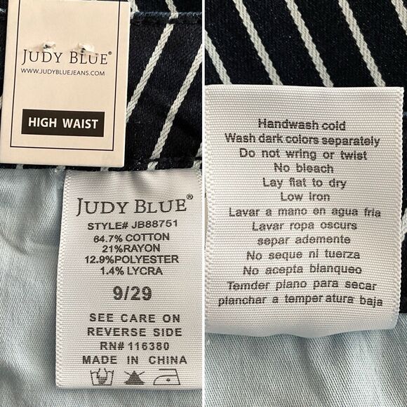 Judy Blue White Stripe Straight Fit Jeans High Rise Tummy Control 29 - Picture 8 of 10
